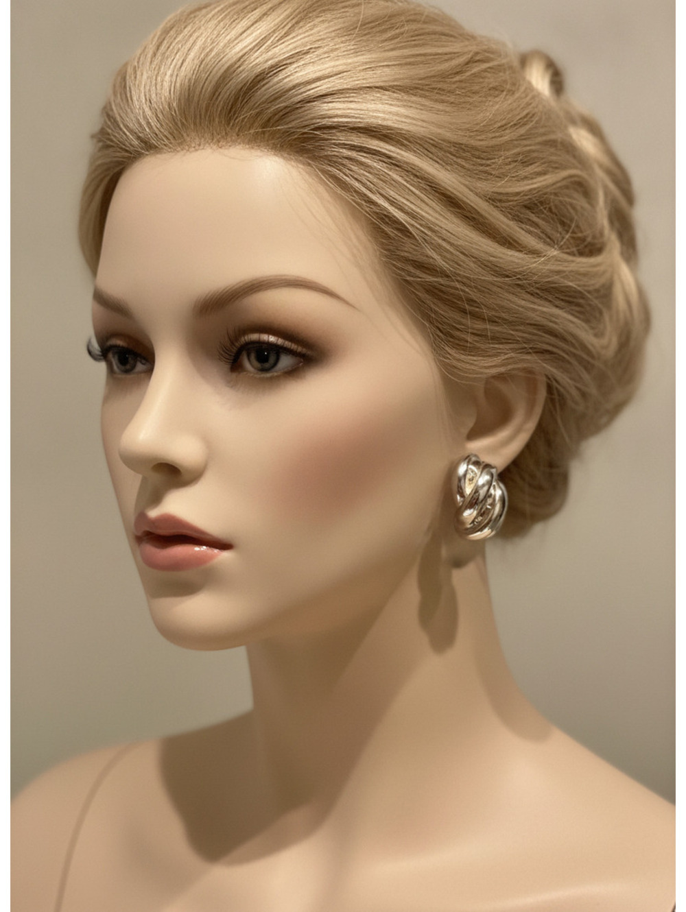 Vintage Chunky Silver Tone Clip-On Hoop Earrings